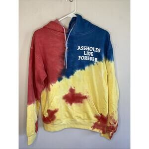 A-Holes A**HOLES LIVE FOREVER Colorful Tie Dye Mexican Hoodie Sweatshirt Small